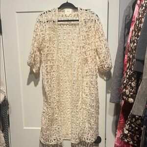 Anthropologie Maeve Ivory Lace Cardigan